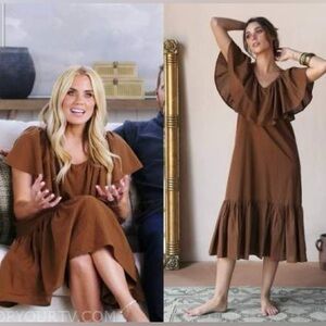 MILLE Juliet Trapeze Ruffle Neck Midi Dress